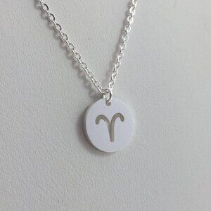 Jewelry necklace Aries zodiac horoscope celestial silver dainty round new